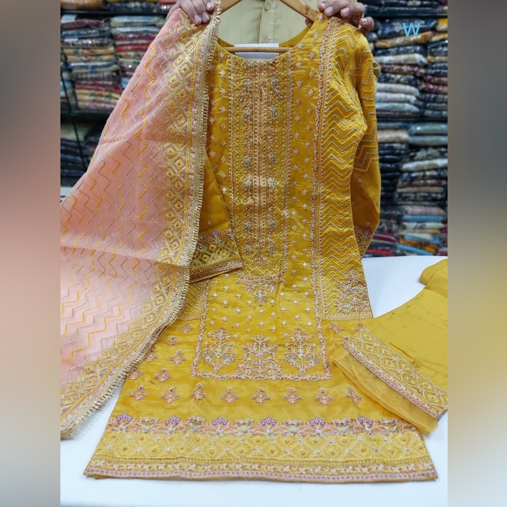 Fancy Beautiful Hand Work Shalwar Kameez Suit Heavy Zari Work Party Wedd…